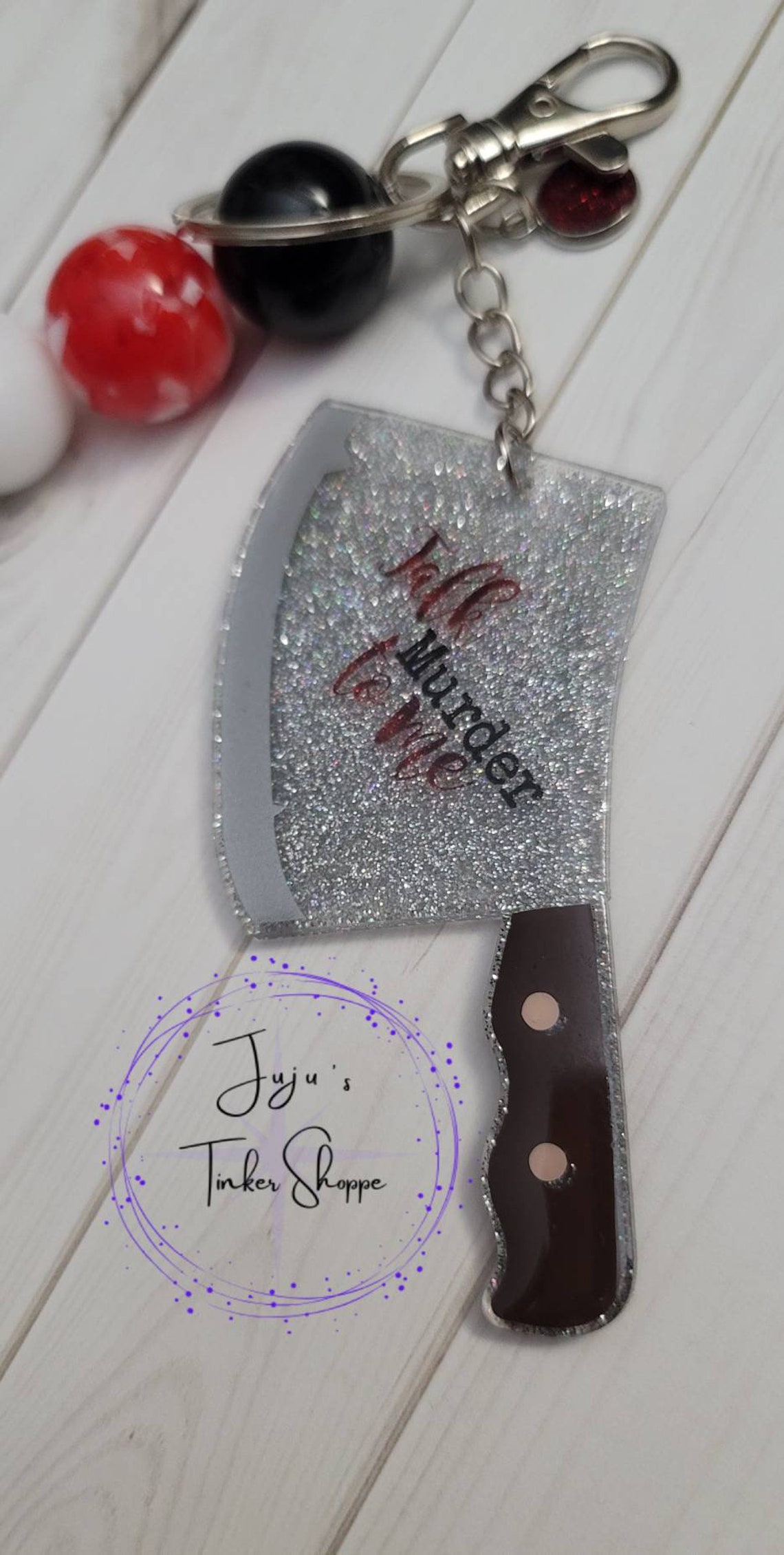 Meat Cleaver Clear Sparkle Acrylic Keychains murder keychain Etsy