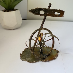 Vintage Metall Kunstwerk Wagen Rad Volkskunst
