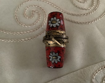 Limoges porcelain thimble trinket box pin holder