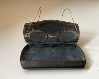 Vintage Round Eyeglasses Mid Century Spectacles Round Glasses With Case