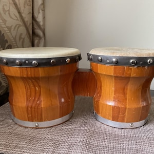 Vintage wooden bongo drums