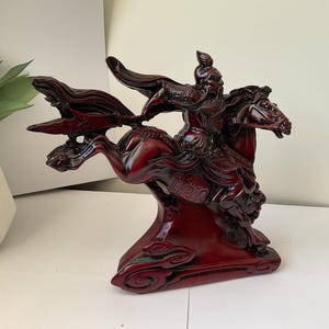 Red Resin Guan Gong Warrior Statue
