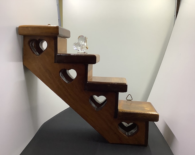 Stair Shelf Wooden Stair Crystal Shelf Wall Shelf Trinket Shelf Etsy