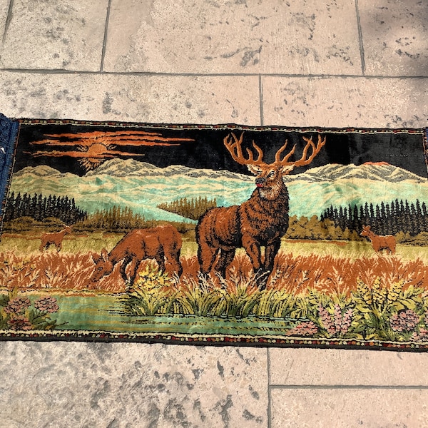 Elk tapestry 70s velvet tapestry rug