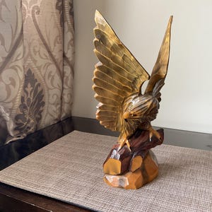 Wooden Eagle Hand Carved Eagle Sculpture