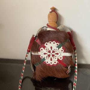 Hongaarse kantine traditionele fles lederen suède volkskunst fles flacon