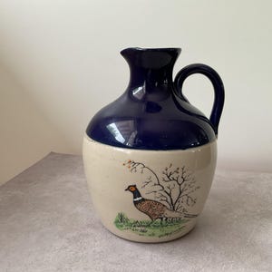 Earthenware Salt Glaze Cobalt Flask Jug Lindisfarne Pottery Signed Alexander
