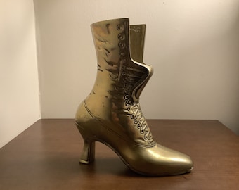 Brass Planter Brass Boot Vintage Brass 