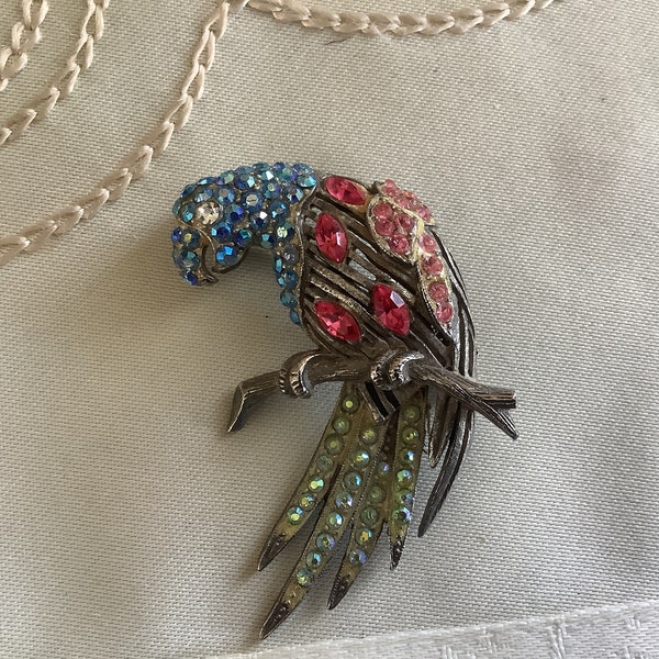 Thelma Deutsch brooch vintage parrot brooch