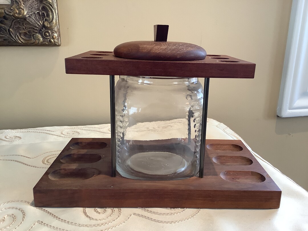 Pipe Stand With Humidor Wooden Pipe Rack Etsy