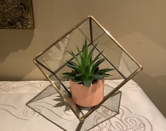 Vintage Brass Glass Terrarium