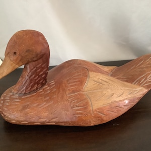 Hand carved wooden decoy duck primitive duck