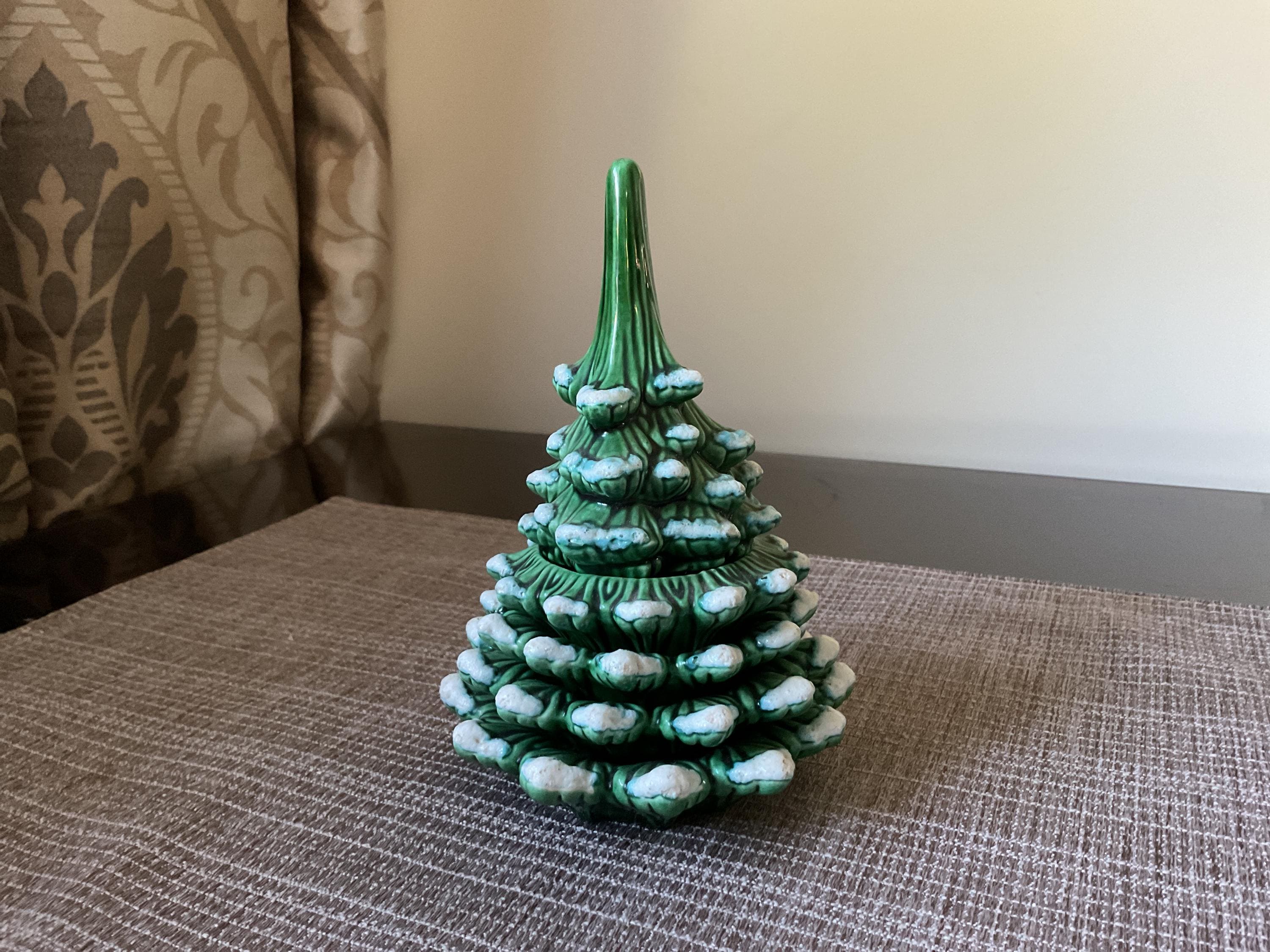Vintage Ceramic Christmas Tree Stacking With Lighter