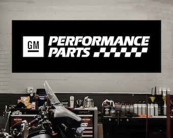 GM Performance Parts Logo Banner |  Gift for Him | Man Cave Decor | Father's Day Gift