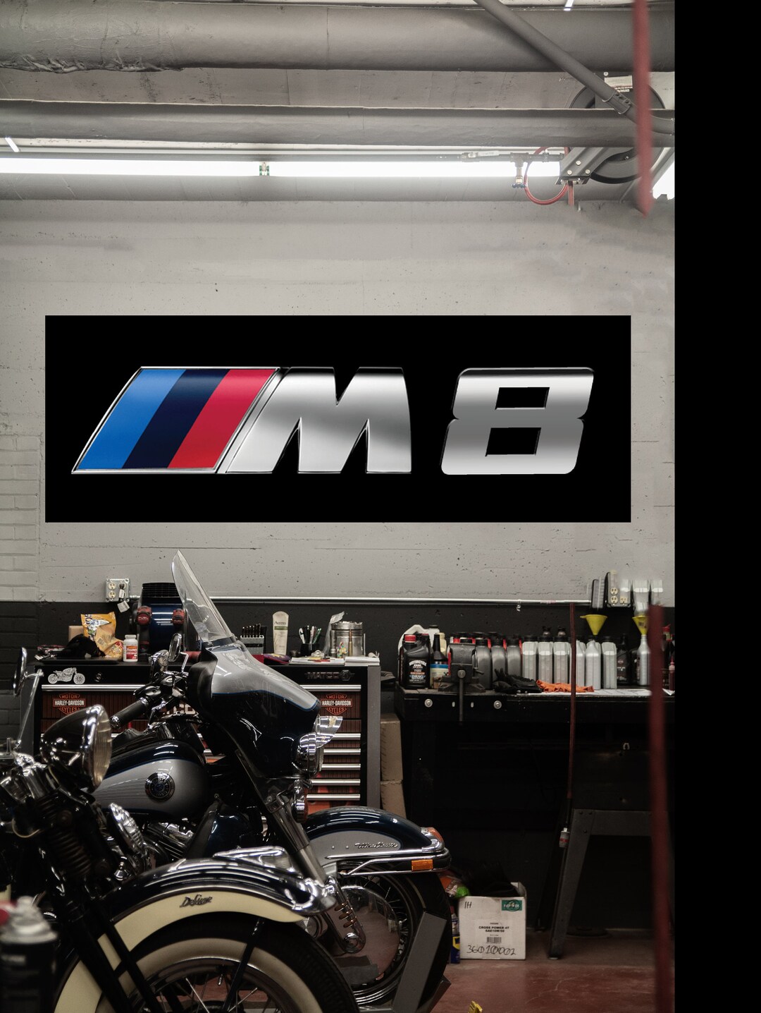 BMW M8 Logo Banner Gift for Him Man Cave Decor Father's Day Gift Father ...