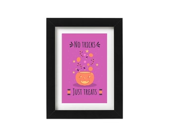 No Tricks Just Treats - Halloween Signs Trick or Treat Candy