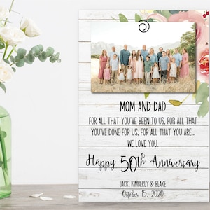 Anniversary Gift For Parents  50th Golden Anniversary | Personalized Anniversary Gift | Then And Now Picture Frame