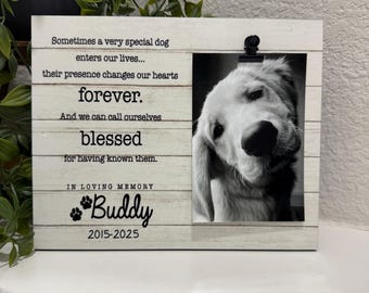 Marco conmemorativo personalizado para mascotas, regalo personalizado para la pérdida de un cachorro, recuerdo fotográfico para mascotas, regalo de condolencia para el dueño del perro, marco de fotos conmemorativo.
