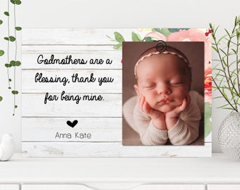 Personalized Godmother Gift - Godmother Picture Frame - Godmother Gift - Baptism Dedication Christening Gift - Godparents 5x7 Frame