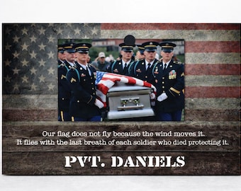 Personalized Military Memorial Picture Frame Veteran Loss Gift Custom Soldier Remembrance Photo Frame Patriotic Sympathy 4x6 Gift Idea