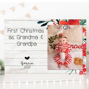 Personalized Grandparents First Christmas Picture Frame: Custom Holiday Keepsake