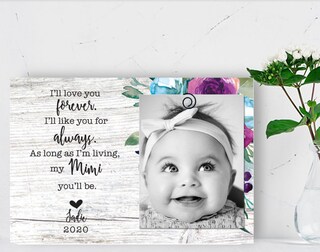 Cornice Rotante In Legno Per Foto 'Mimi' – Regalo Per Festa Della Mamma E Nonni, Con Targhetta A Cuore, 22,9x20,3 Cm