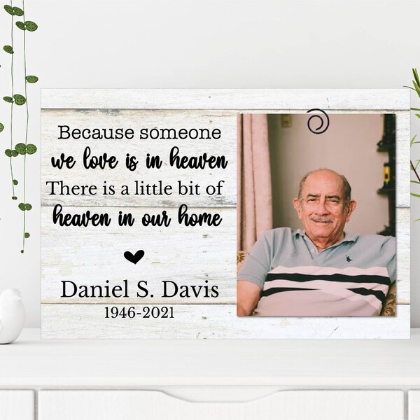 Grandpa Loss - Heaven In Our Home Grandpa Memorial Gift - Dad Loss - Remembrance Gift - Personalized Picture Frame 5x7 - Personalized Loss