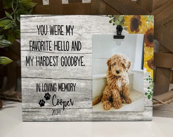 Personalized Pet Memorial Frame You Were My Favorite Hello Hardest Goodbye Dog Cat Loss Gift Sympathy Keepsake