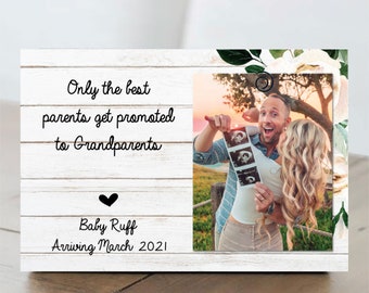 Grandparent Pregnancy  Announcement - Best Parents Get Promoted To Grandparents Frame - New Grandparents To Be Gift - Baby Announcement