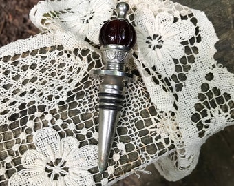 Vintage Metal and Glass Bottle Stopper, Retro Bottle Stopper, Bottle Stopper Collections