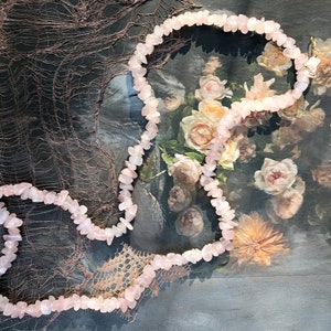 Vintage Rose Quartz Necklace, Long Pink Necklace, Rose Quartz Jewelry