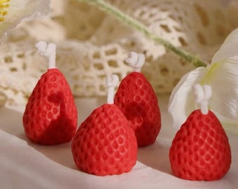 Strawberry Candle Set | Mini Strawberry Shaped Candle Set | Decorative Candle |Real Fruit Candle | 100% Nature Soy Wax & Essential Oil