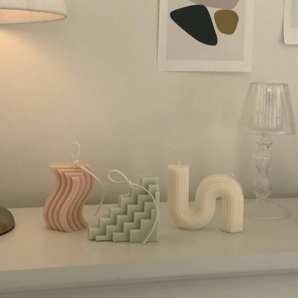 Geometry shaped candles/ Curvy Candles/ Home Dector