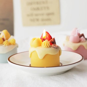 Bougie de gâteau aux fraises et aux cerises| bougie dessert | Cire de soja et huile essentielle 100 % naturelles |