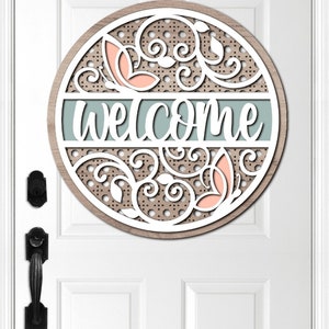 Accroche-porte papillon fichiers découpés au laser SVG - papillon SVG - Floral Svg - rotin SVG - panneau de bienvenue Svg - panneau de porte d'entrée - fichiers Glowforge