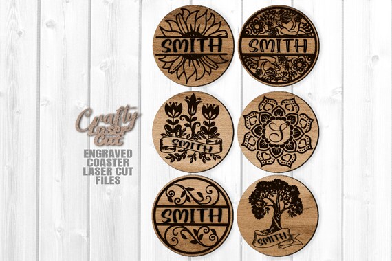 Download Floral Monogram Coaster Svg Floral Trivet Laser Cut Files ...