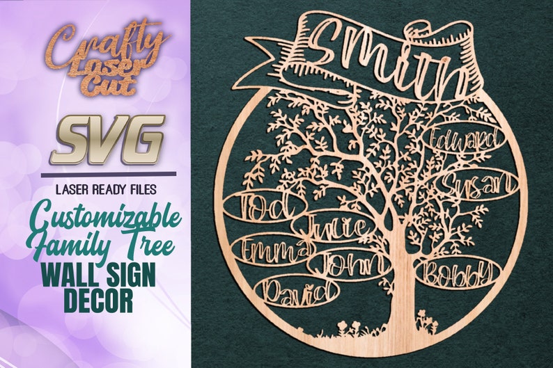 Download Personalized Family Tree Round Sign Svg Glowforge Files Family Tree Wall Art Decor Tree Leaves Customizable Family Laser Cut Files Art Collectibles Drawing Illustration Vadel Com