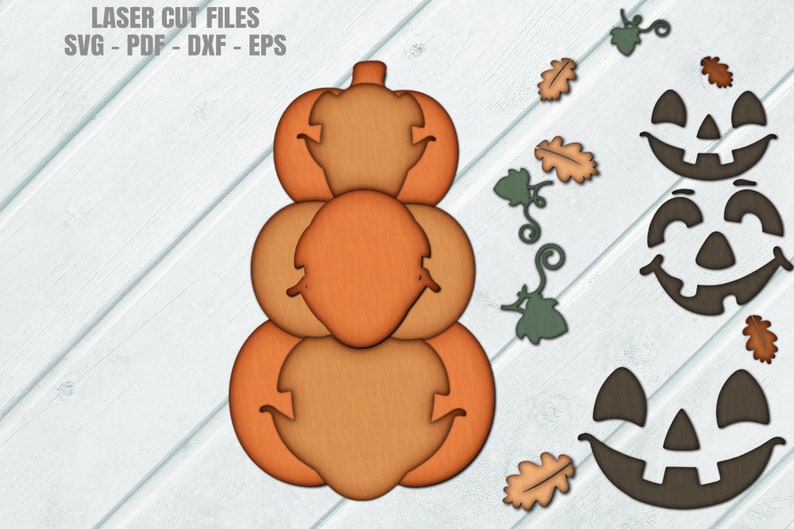 Jack O Lantern Door Hanger SVG - Stacked Pumpkin Door Hanger SVG - Glowforge Laser File - Halloween Door Sign Svg - Fall Porch Sign - Laser Cut Files - Halloween Door Hanger SVG - Halloween SVG - CNC Files