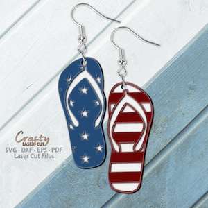 Patschische Flip Flop Ohrringe SVG - Laser geschnitten Dateien - Flip Flop SVG - USA - Paparischer Schmuck - Beach - 4