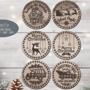 Weinachten Untersetzer SVG - Untersetzer-Svg-Bundle - Laser-Schnitt-Dateien - Weihnachten SVG - Rentier-Svg - Baum LKW-Svg - Glowforge-Dateien