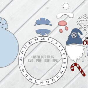 Gnome Countdown SVG Laser Cut Files: Days Until Christmas Sign SVG ...