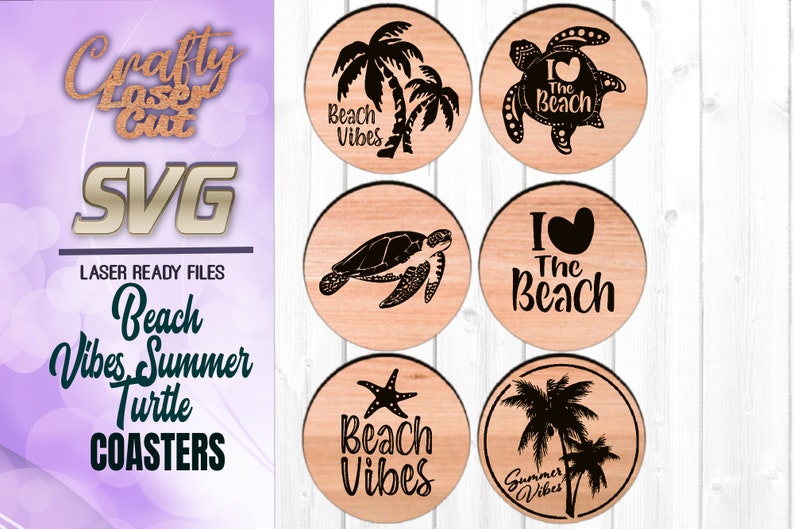 Download Beach Vibes Summer Coaster Svg Glowforge Files Bundle ...