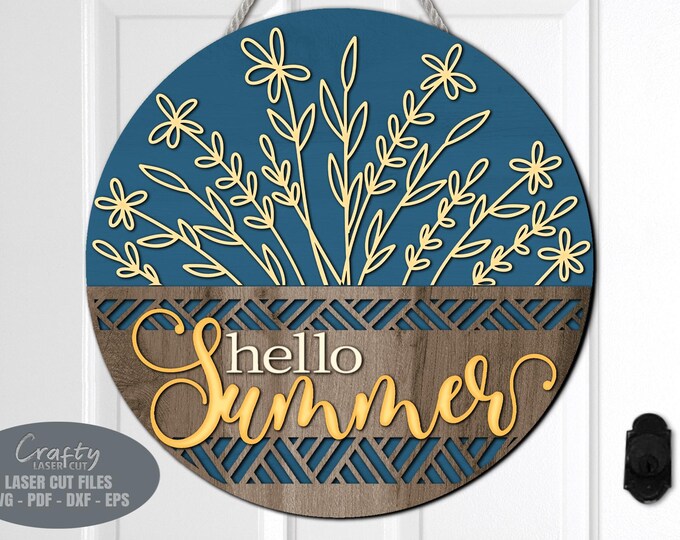 Daisy Hello Summer Sign Svg - Summer Door Hanger Svg - Summer Welcome ...