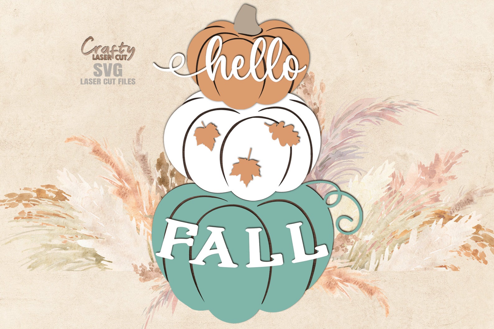 Stacked Pumpkin SVG Hello Fall SVG Laser Cut Files Fall - Etsy