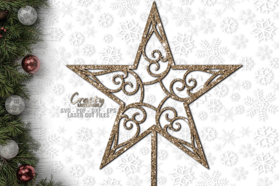 Christmas Tree Topper SVG Laser Cut Files Christmas SVG Star SVG