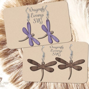 Dragonfly Earrings SVG - Laser Cut Files - Dragonfly SVG - Summer Earring SVG - Earring Svg - Dragonflies Svg - Glowforge Files
