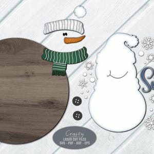 Snowman Door Hanger SVG Laser Cut Files: Let It Snow Christmas Welcome ...