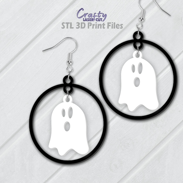 Ghost Earring STL - Halloween STL File - Ghost STL for 3D Printers - Halloween Earring Stl File - 3D Printer Files - Ghost Earring Svg