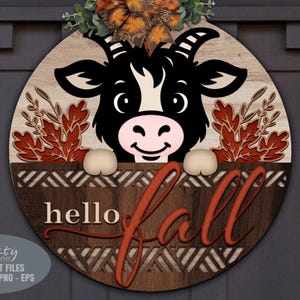 File SVG per taglio laser di un cartello di benvenuto autunnale per la porta: Cartello di benvenuto con capra SVG, Glowforge