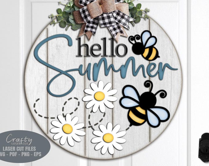 Daisy Hello Summer Sign Svg - Summer Door Hanger Svg - Summer Welcome ...